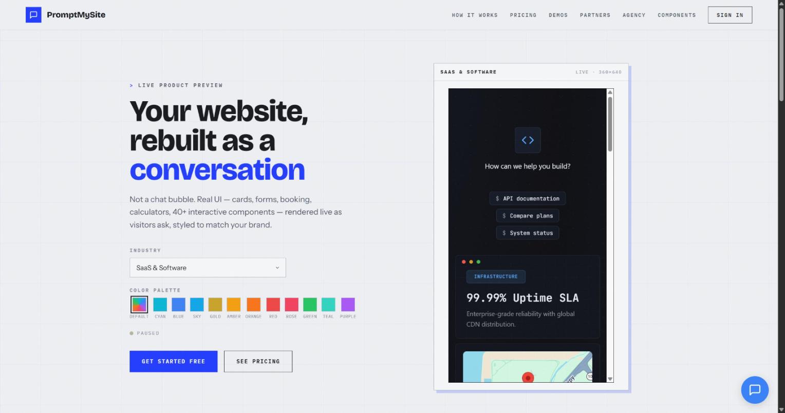 PromptMySite — product screenshot